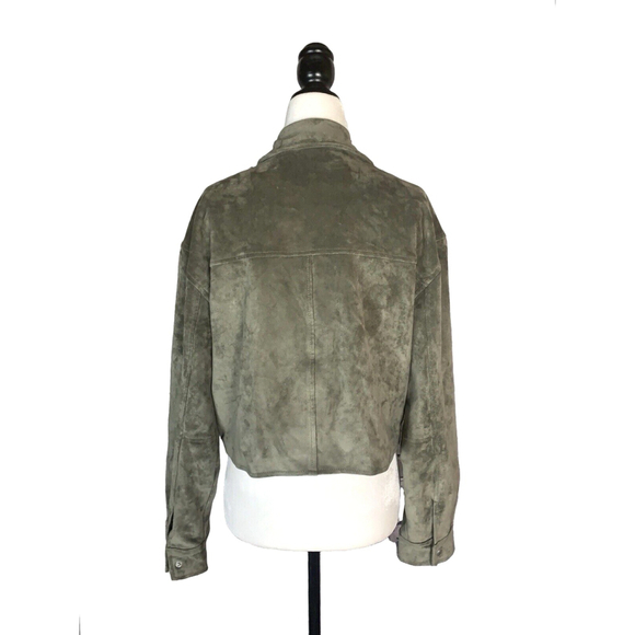 BlankNyc Faux Suede Crop Trucker Jacket In Rosemary - Picture 6 of 13